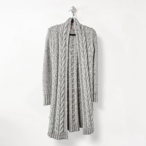 Elsamanda Winter Warm Alpaca‎ Wool Blend Open Long Cardigan Sweater Gray